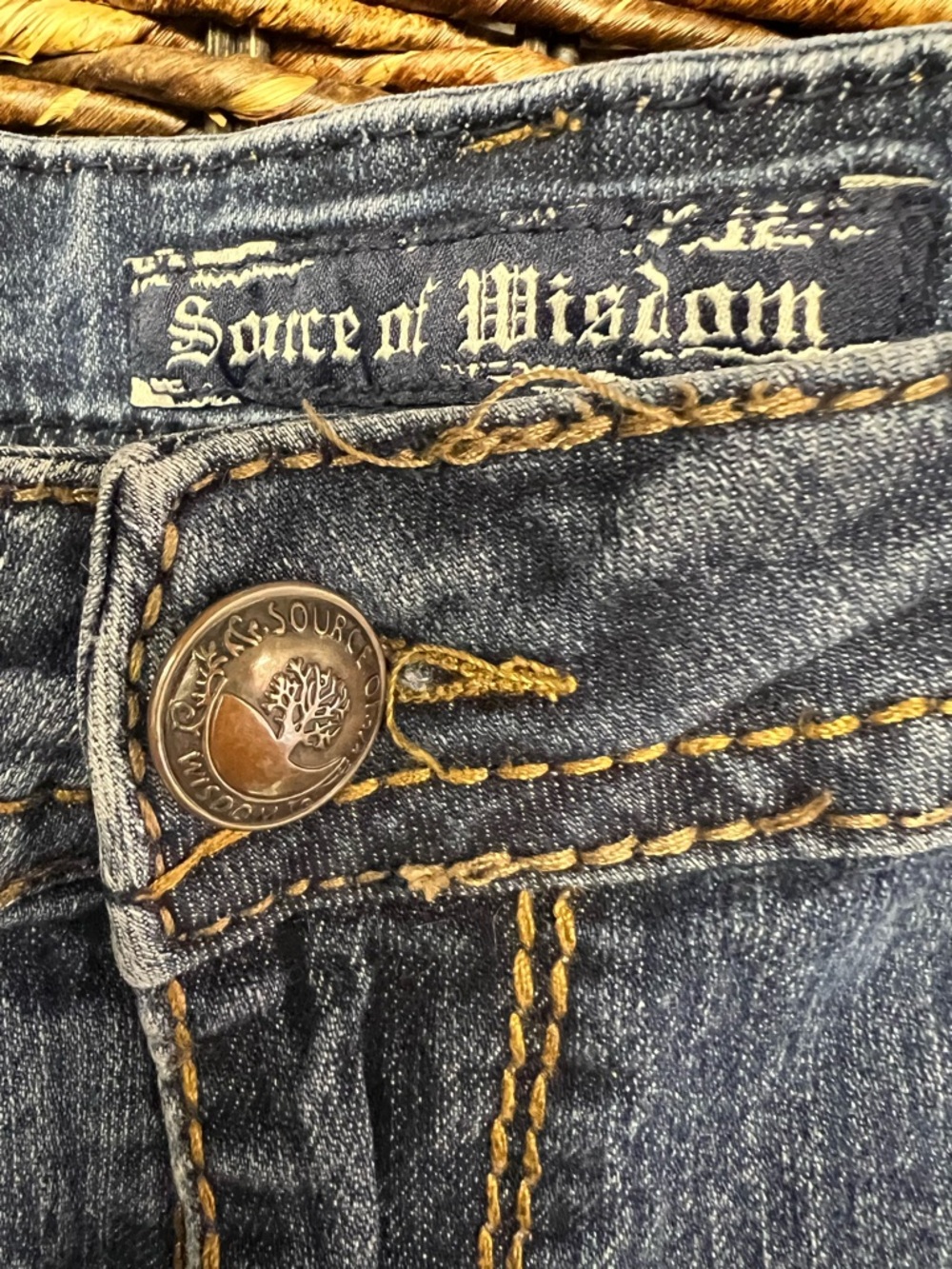Source of Wisdom- Women’s, Blue Slim-Boot Jeans - Picture 2 of 9